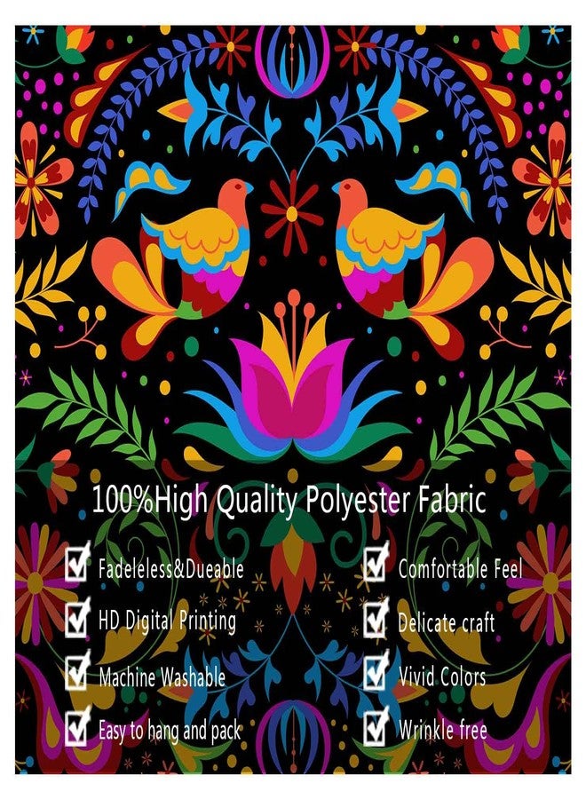 LshyMn نسيج جداري مكسيكي من LshyMn، مزين برسومات طيور عرقية وأزهار ملونة، مقاس 80 × 60 بوصة، مناسب لتزيين الغرف وغرف النوم، GTLSMN108 - Image 3